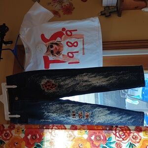 Taylor Swift and patched Leopard jeans Size 6 Bundle